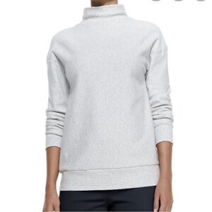 Theory Renika Mock Neck Heathered White/Grey Sweatshirt Size Tall Petite